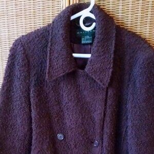 Classy Timeless Gallery Deep Plum Bouclé Button Closure Collared Winter Coat